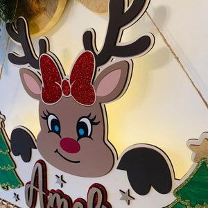 Adventskalender XXL Renntier aus Holz, personalisiert mit Wunschtext und in Wunschfarbe, Geschenkidee, Babys Weihnachten, Advent, Nikolaus