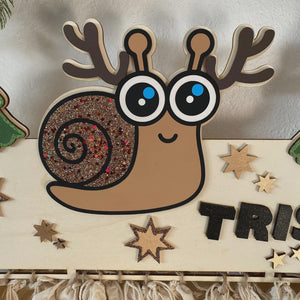 Adventskalender XXL Schnecke aus Holz, personalisiert mit Wunschtext und in Wunschfarbe, Geschenkidee, Babys Weihnachten, Advent, Nikolaus