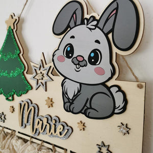 süßer Hasen Adventskalender aus Holz, personalisiert mit Wunschtext und in Wunschfarbe, Geschenkidee, Babys Weihnachten, Advent, Nikolaus