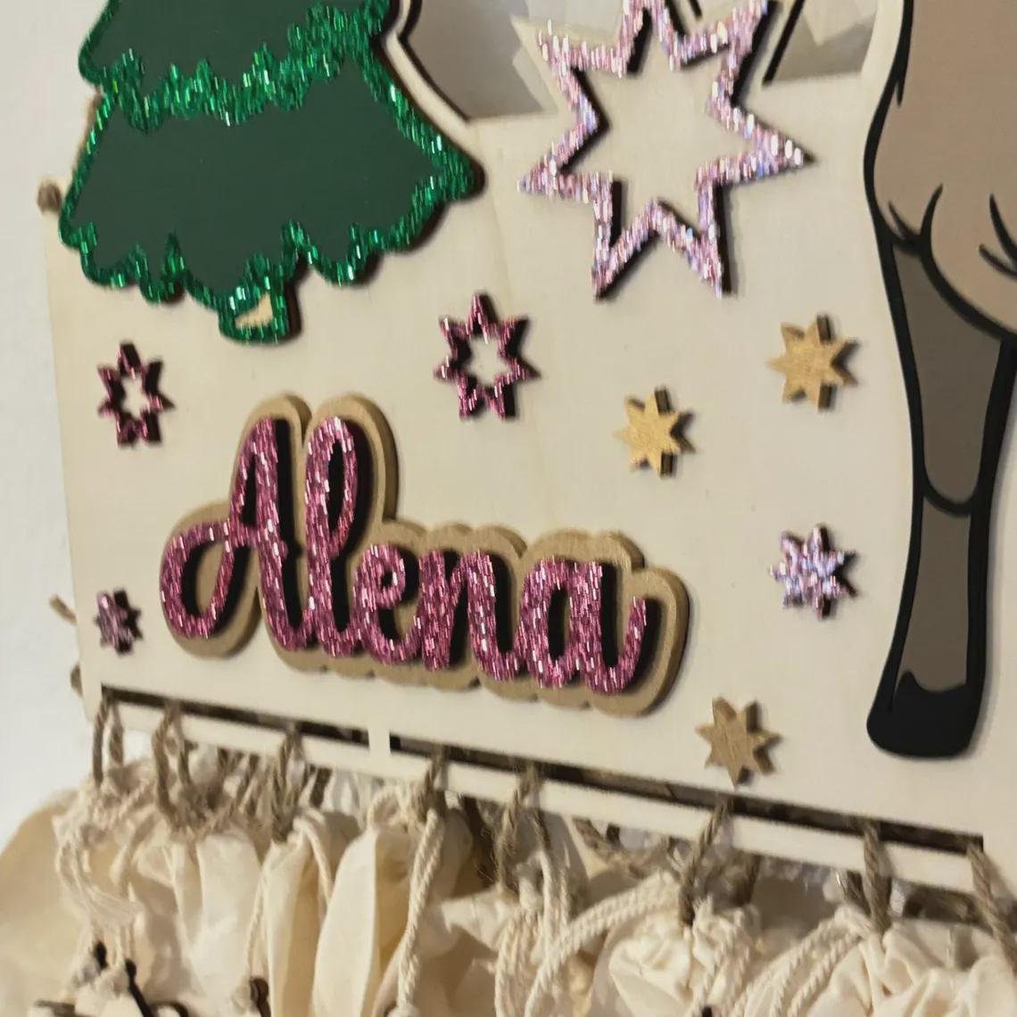 Adventskalender XXL Reh aus Holz, personalisiert mit Wunschtext und in Wunschfarbe, Geschenkidee, Babys Weihnachten, Advent, Rehkitz, Bambi