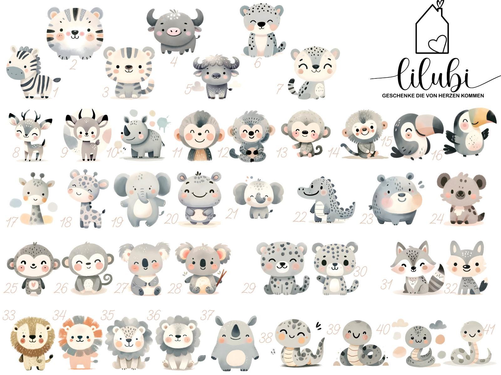 Türschild personalisiert fürs Kinderzimmer mit Löwe, Giraffe, Tiger, in Wunschfarben, Geschenk Taufe, Geburt, Kindergeburtstag, Namensschild