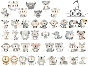 Türschild personalisiert fürs Kinderzimmer mit Löwe, Giraffe, Tiger, in Wunschfarben, Geschenk Taufe, Geburt, Kindergeburtstag, Namensschild