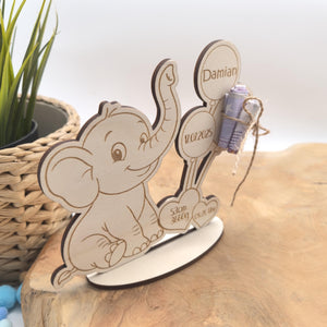 süßes Geldgeschenk zur Geburt oder Taufe , Geburtstag , personalisiert mit deinem Wunschtext, Taufgeschenk, Namensschild, Geburtsdaten