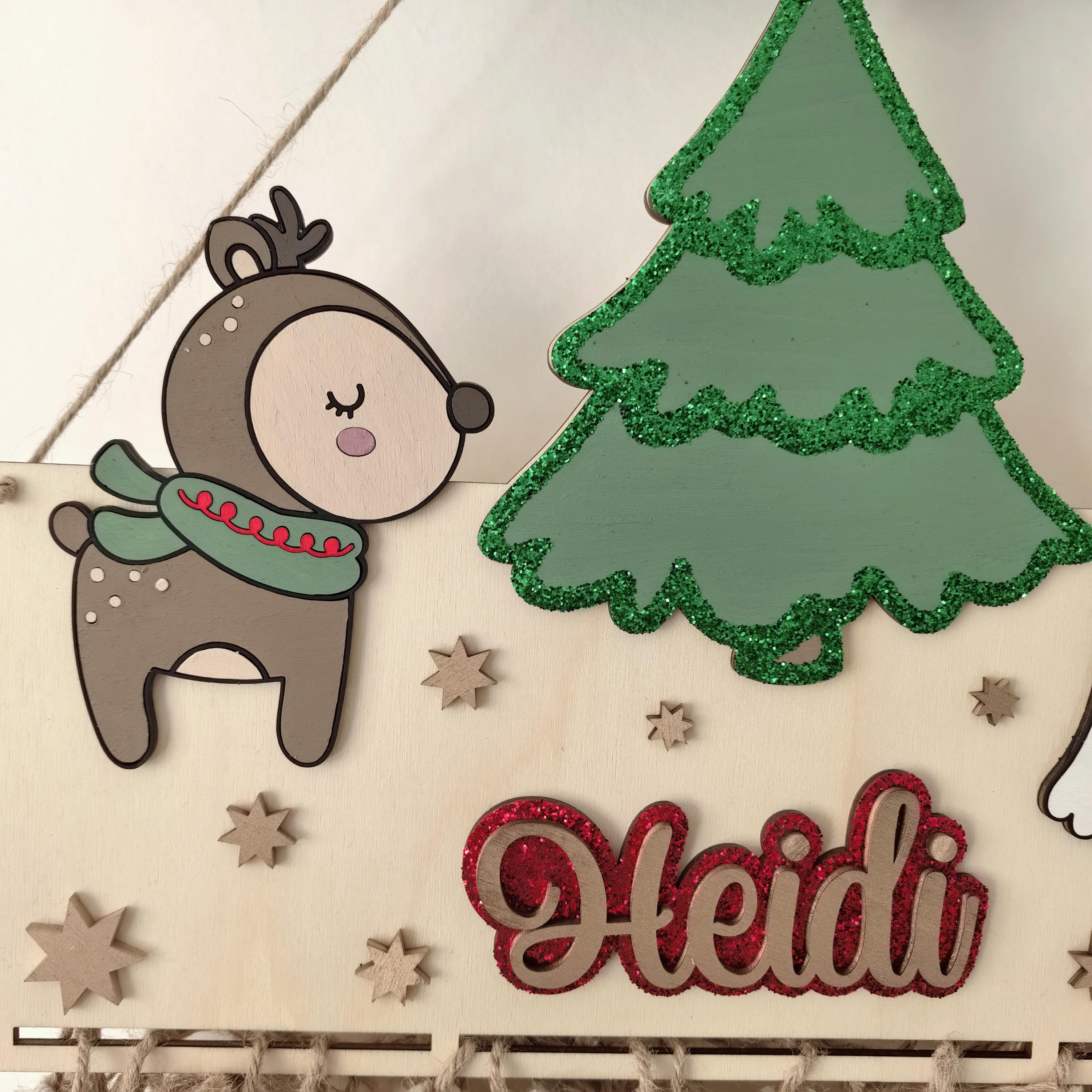 XXL Wichtel Adventskalender personalisiert mit Wunschtext und in Wunschfarben, Geschenkidee, Babys Weihnachten, Advent, Rentier, Santa