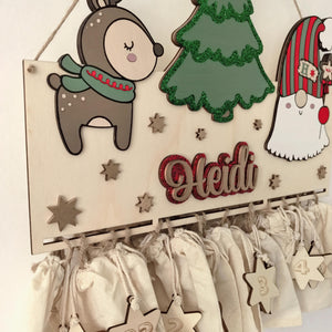 XXL Wichtel Adventskalender personalisiert mit Wunschtext und in Wunschfarben, Geschenkidee, Babys Weihnachten, Advent, Rentier, Santa