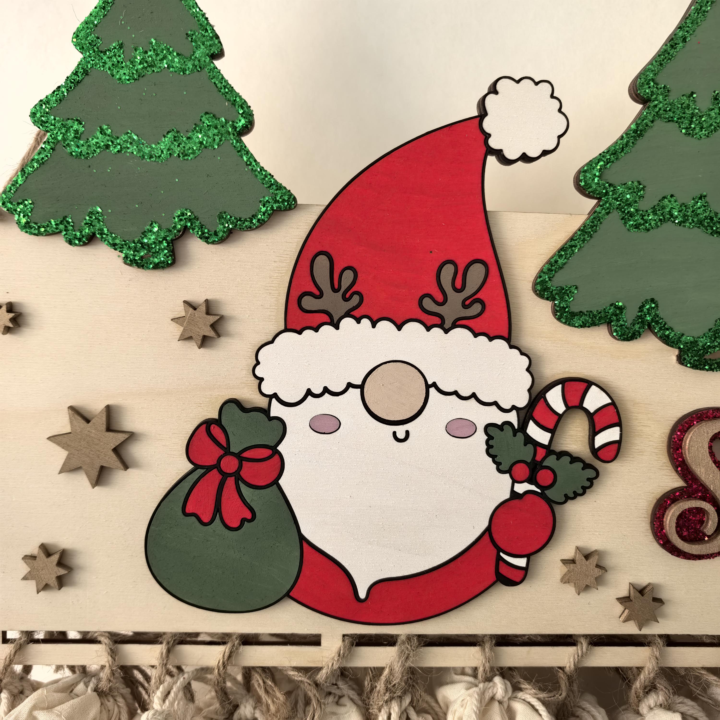 XXL Wichtel Adventskalender personalisiert mit Wunschtext und in Wunschfarben, Geschenkidee, Babys Weihnachten, Advent, Rentier, Santa