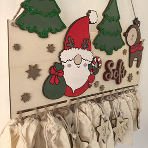XXL Wichtel Adventskalender personalisiert mit Wunschtext und in Wunschfarben, Geschenkidee, Babys Weihnachten, Advent, Rentier, Santa