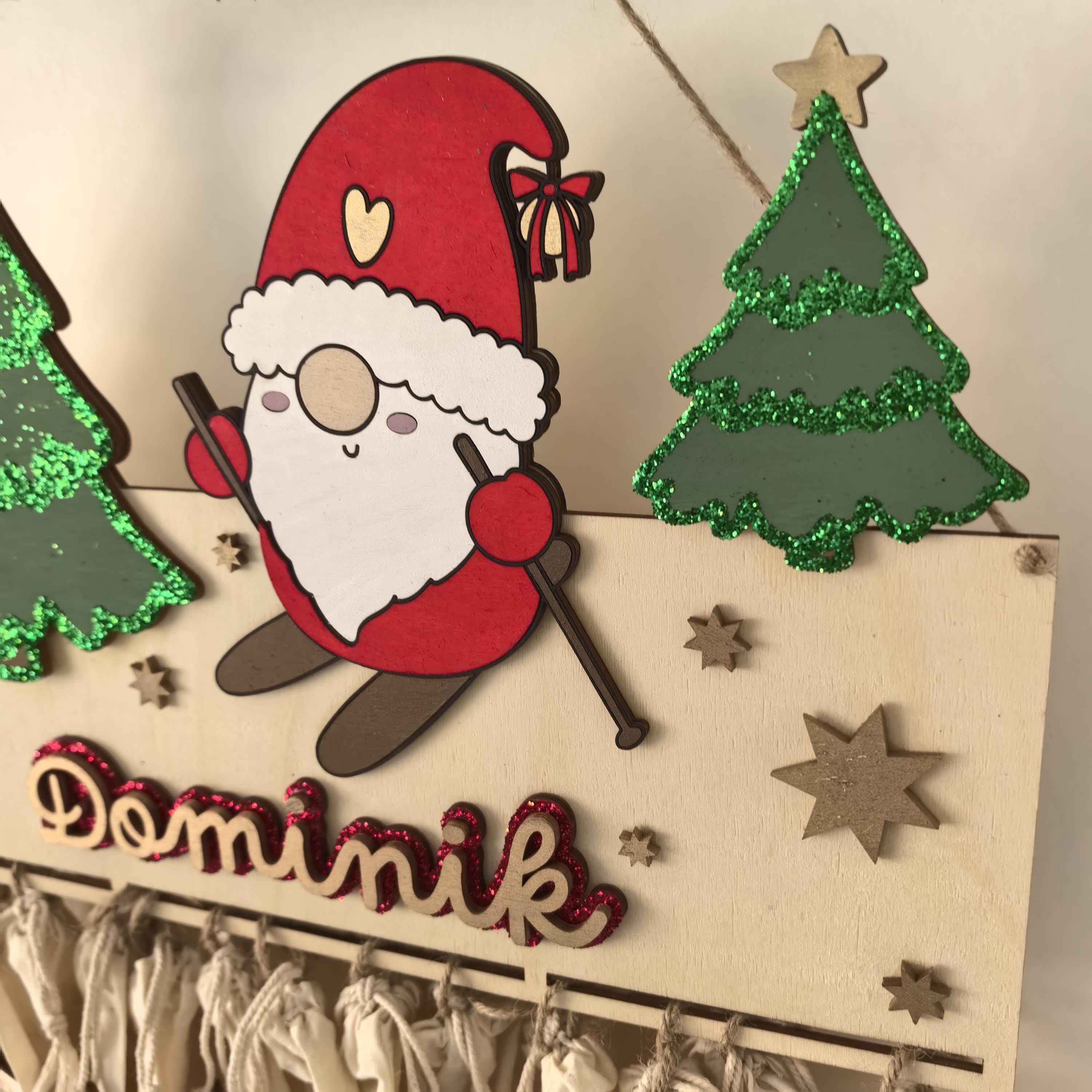 XXL Wichtel Adventskalender personalisiert mit Wunschtext und in Wunschfarben, Geschenkidee, Babys Weihnachten, Advent, Rentier, Santa