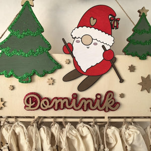 XXL Wichtel Adventskalender personalisiert mit Wunschtext und in Wunschfarben, Geschenkidee, Babys Weihnachten, Advent, Rentier, Santa