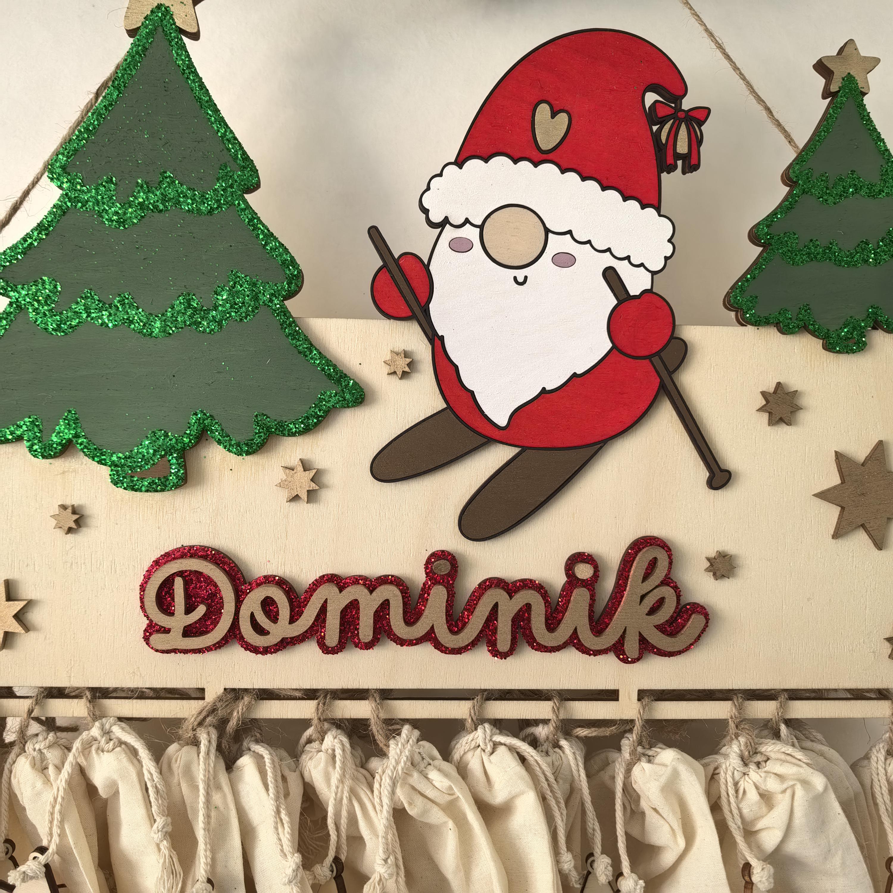 XXL Wichtel Adventskalender personalisiert mit Wunschtext und in Wunschfarben, Geschenkidee, Babys Weihnachten, Advent, Rentier, Santa