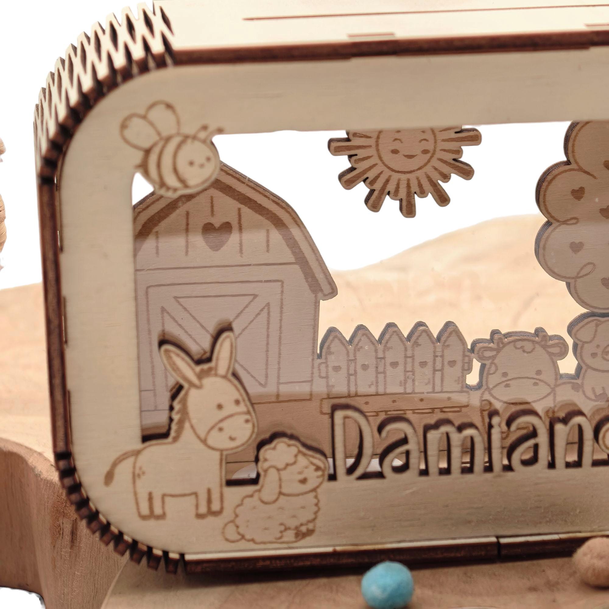 Traktor Spardose personalisiert mit Namen, Bauernhof, Sparbüchse, Sparschwein, Geldgeschenk, Geschenk Geburt, Taufe, Geburtstag Trecker, Kuh