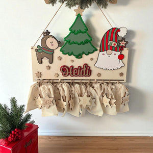 XXL Wichtel Adventskalender personalisiert mit Wunschtext und in Wunschfarben, Geschenkidee, Babys Weihnachten, Advent, Rentier, Santa