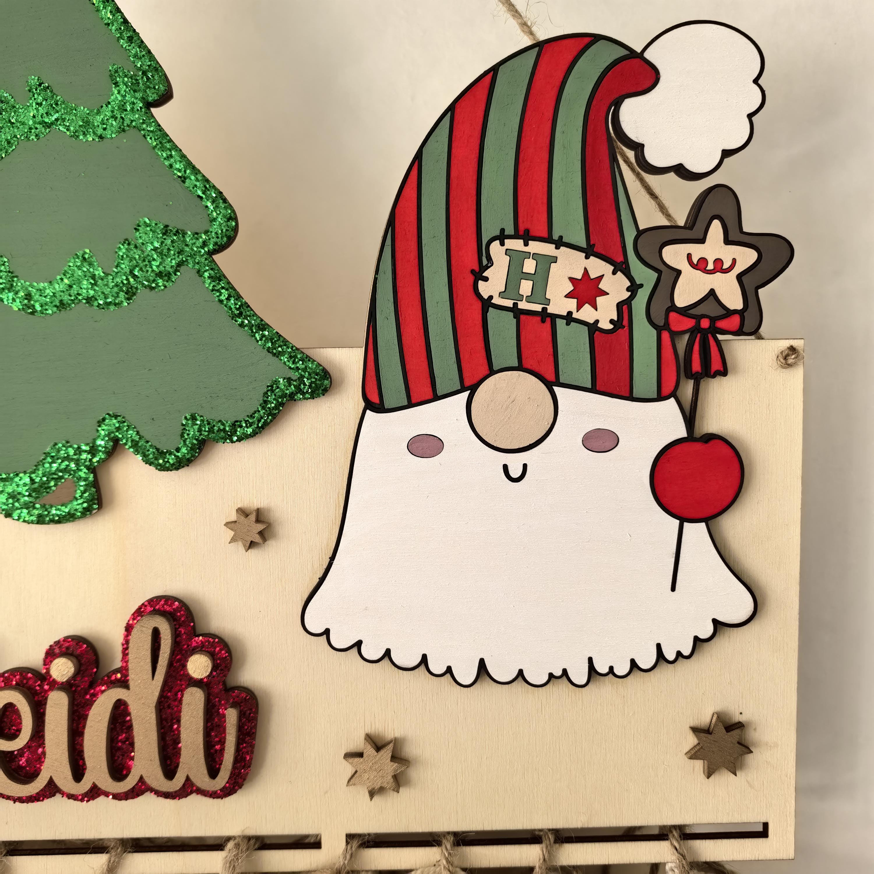 XXL Wichtel Adventskalender personalisiert mit Wunschtext und in Wunschfarben, Geschenkidee, Babys Weihnachten, Advent, Rentier, Santa