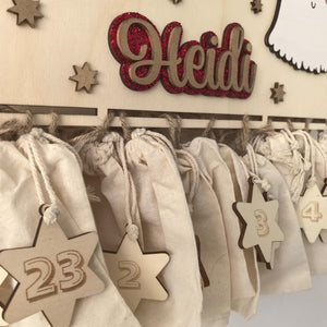 XXL Wichtel Adventskalender personalisiert mit Wunschtext und in Wunschfarben, Geschenkidee, Babys Weihnachten, Advent, Rentier, Santa