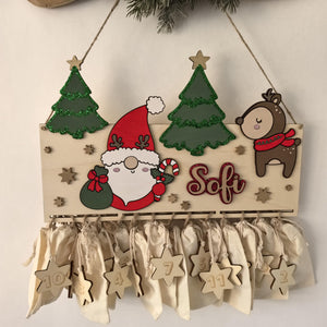 XXL Wichtel Adventskalender personalisiert mit Wunschtext und in Wunschfarben, Geschenkidee, Babys Weihnachten, Advent, Rentier, Santa