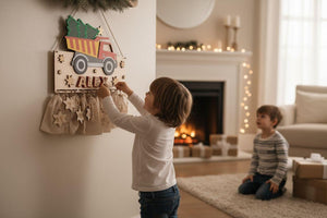 Adventskalender XXL Lastwagen aus Holz, personalisiert mit Wunschtext und Wunschfarbe Geschenkidee Babys Weihnachten Advent Christmas Truck