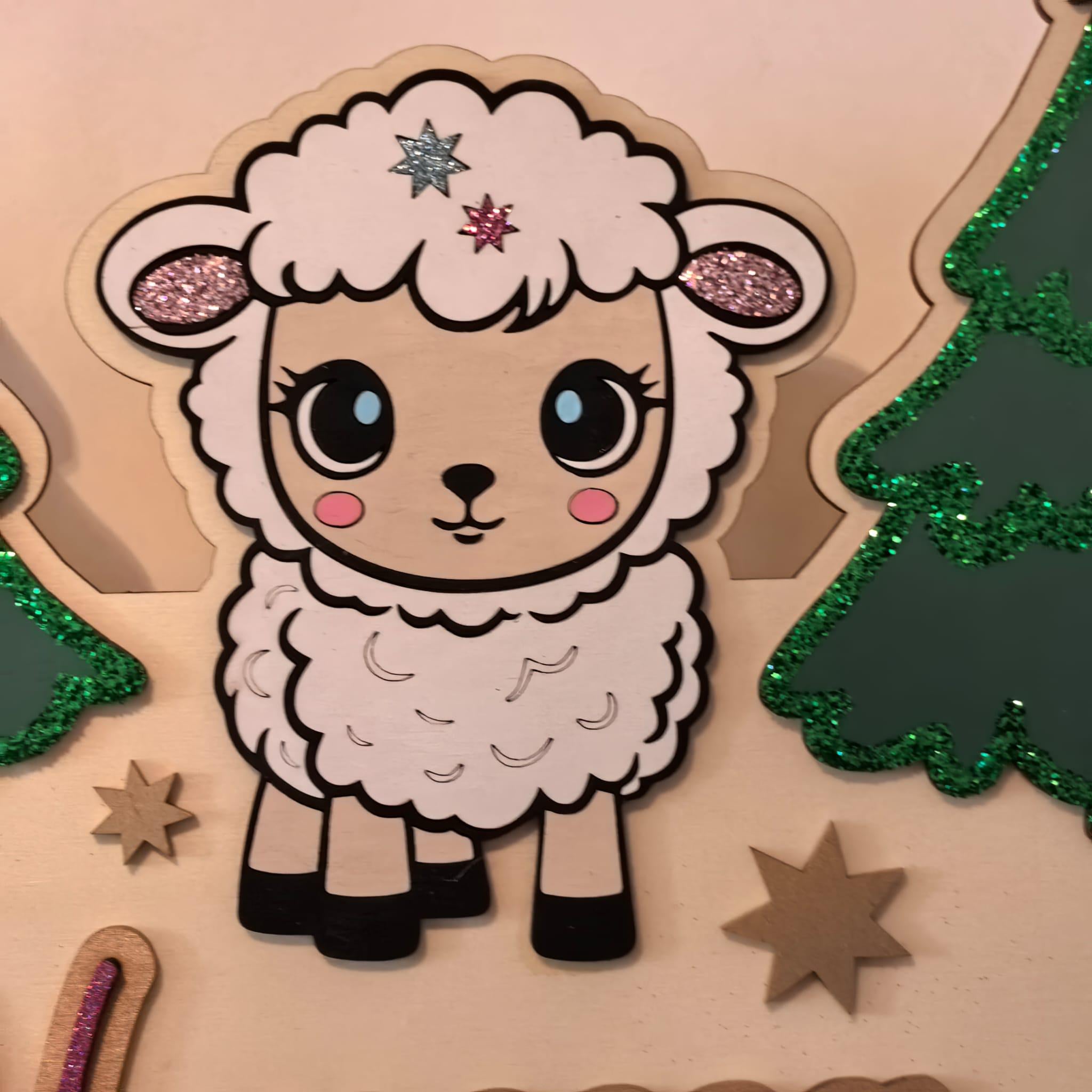 Adventskalender personalisiert mit Wunschtext und in Wunschfarben, Geschenkidee, Babys Weihnachten, Advent, Bär, Eule, Hase, Deer Schäfchen