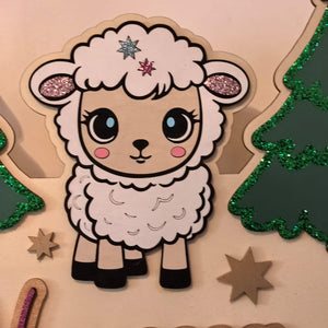 Adventskalender personalisiert mit Wunschtext und in Wunschfarben, Geschenkidee, Babys Weihnachten, Advent, Bär, Eule, Hase, Deer Schäfchen