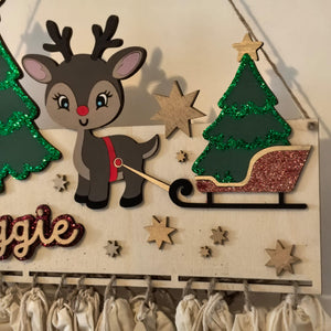 Adventskalender XXL Reh aus Holz, personalisiert mit Wunschtext und in Wunschfarbe, Geschenkidee, Babys Weihnachten, Advent, Rehkitz, Bambi