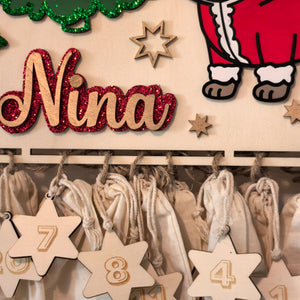 Adventskalender Hund aus Holz, personalisiert mit Wunschtext und in Wunschfarbe, Geschenkidee, Babys Weihnachten, Advent, Haustier, Puppy
