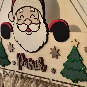 Adventskalender XXL Weihnachtsmann aus Holz, personalisiert mit Wunschtext und in Wunschfarbe Geschenkidee Baby Weihnachten Advent NIKOLAUS