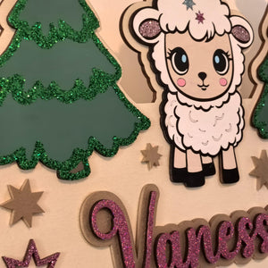 Adventskalender personalisiert mit Wunschtext und in Wunschfarben, Geschenkidee, Babys Weihnachten, Advent, Bär, Eule, Hase, Deer Schäfchen