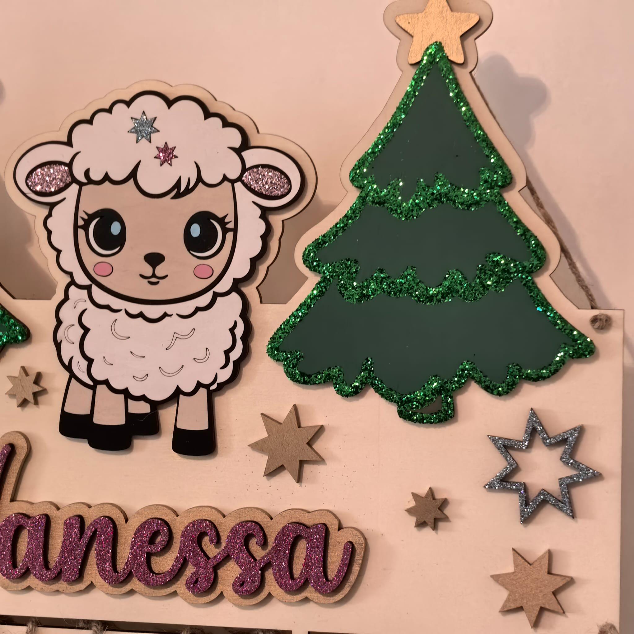 Adventskalender personalisiert mit Wunschtext und in Wunschfarben, Geschenkidee, Babys Weihnachten, Advent, Bär, Eule, Hase, Deer Schäfchen