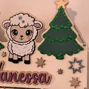 Adventskalender personalisiert mit Wunschtext und in Wunschfarben, Geschenkidee, Babys Weihnachten, Advent, Bär, Eule, Hase, Deer Schäfchen