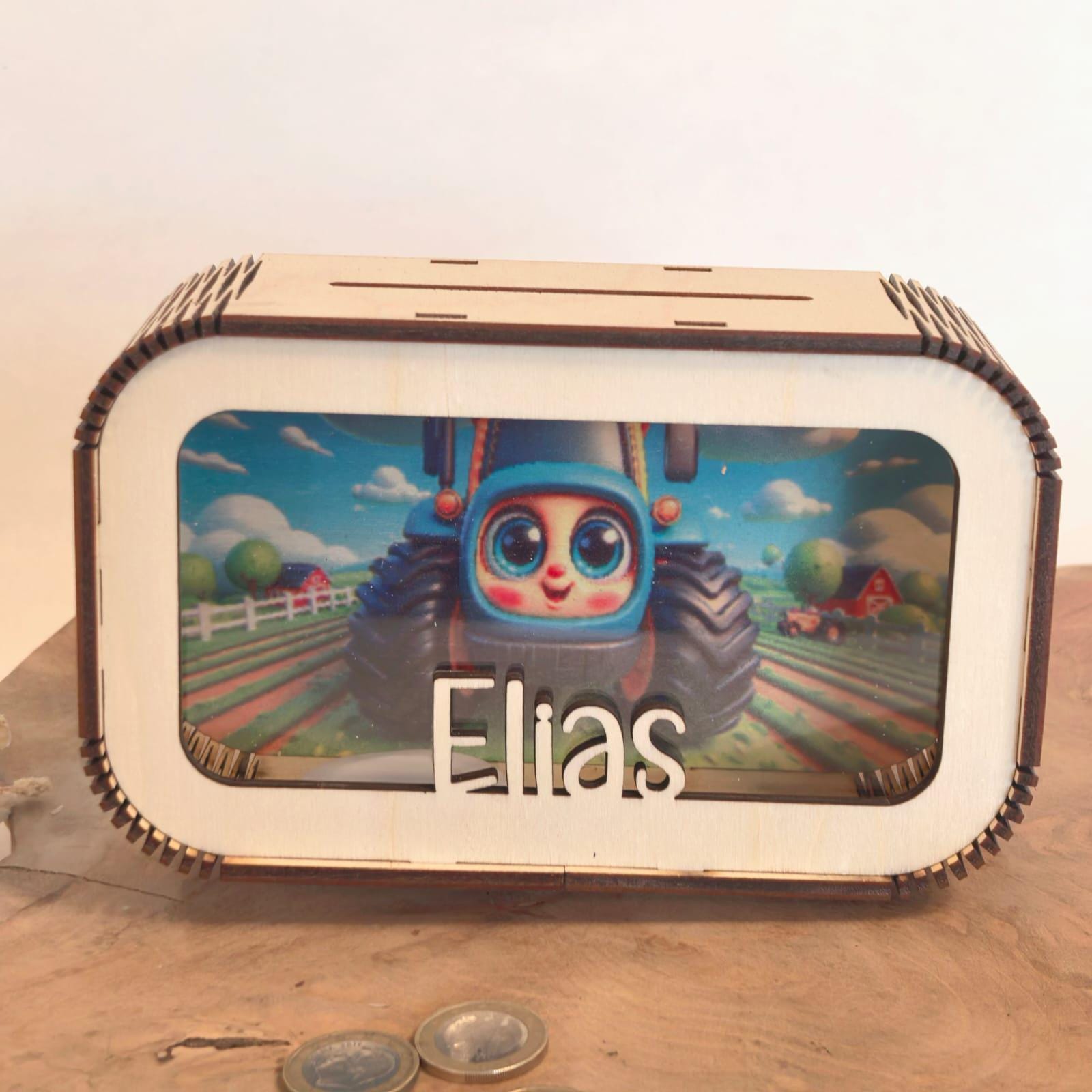 Traktor Spardose personalisiert mit Namen, Sparbüchse, Sparschwein, Geldgeschenk, Geschenk Geburt, Taufe, Geburtstag Trecker