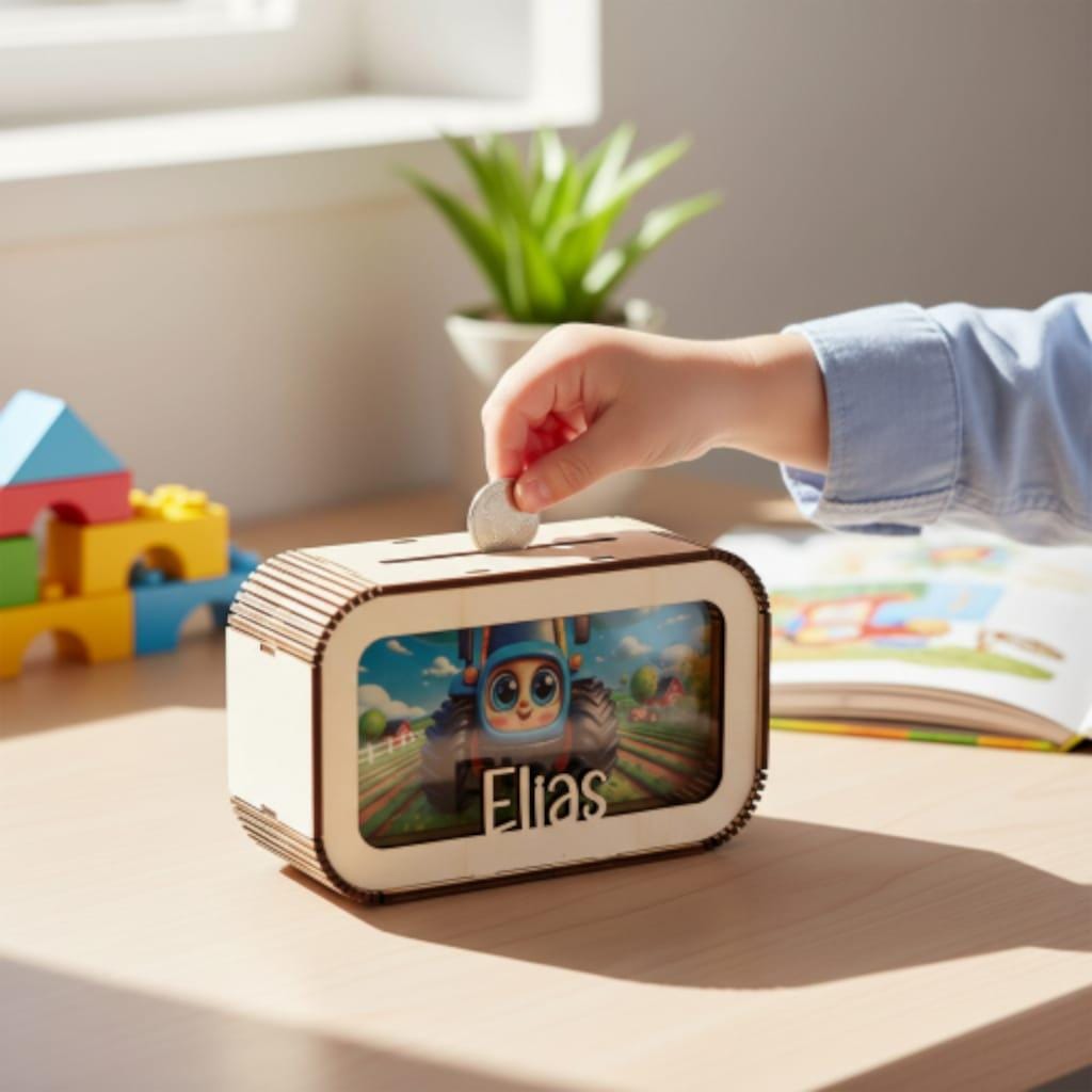 Traktor Spardose personalisiert mit Namen, Sparbüchse, Sparschwein, Geldgeschenk, Geschenk Geburt, Taufe, Geburtstag Trecker