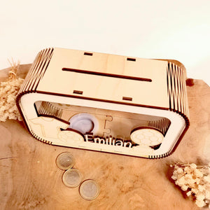 Fußball Spardose personalisiert mit Namen, Sparbüchse, Sparschwein, Geldgeschenk, Geschenk zur Geburt, Taufe, Geburtstag, Torwart, Soccer