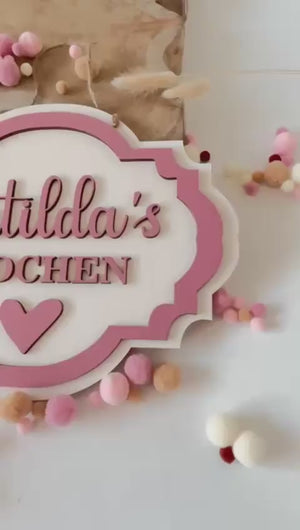 Süßes Namensschild für den Kaufladen, personalisiert mit Wunschtext und in deinen Wunschfarben, Kinderzimmer, Türschild, Namensschild