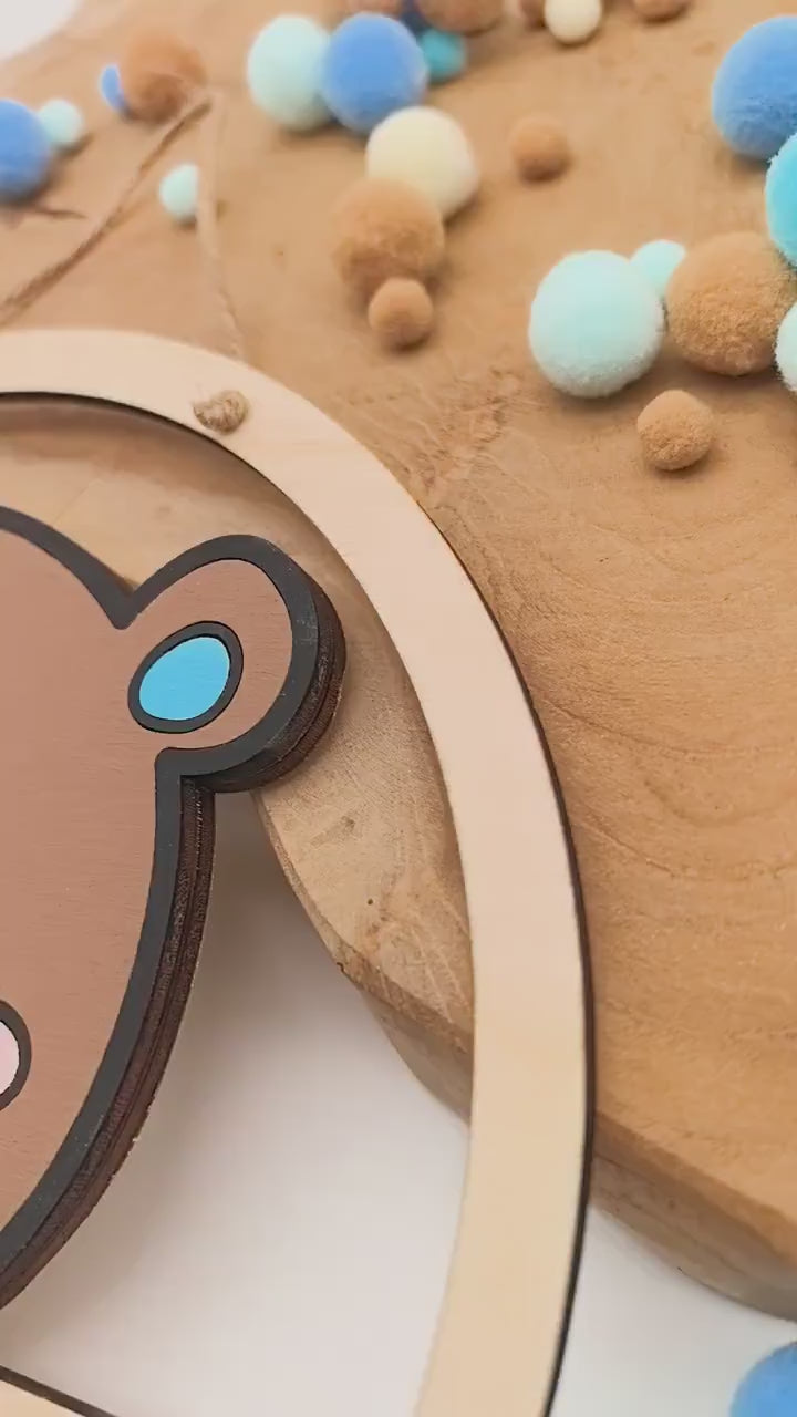 personalisiertes Teddy Türschild fürs Kinderzimmer, gefertigt in deinen Wunschfarben, Geschenk zur Taufe, Geburt, Kindergeburtstag