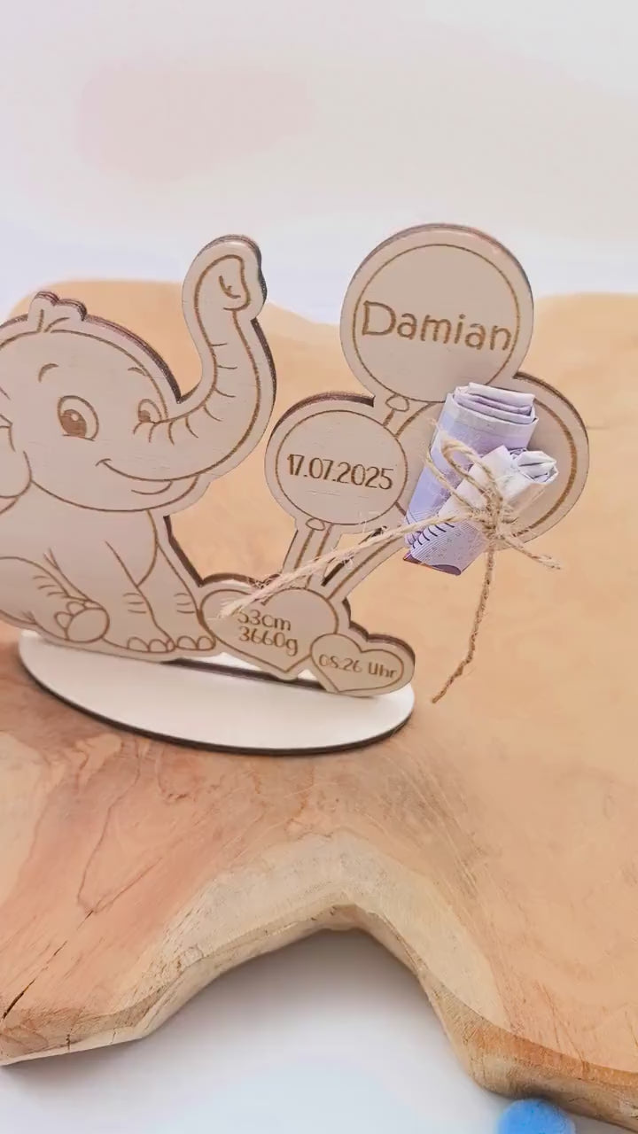 süßes Geldgeschenk zur Geburt oder Taufe , Geburtstag , personalisiert mit deinem Wunschtext, Taufgeschenk, Namensschild, Geburtsdaten