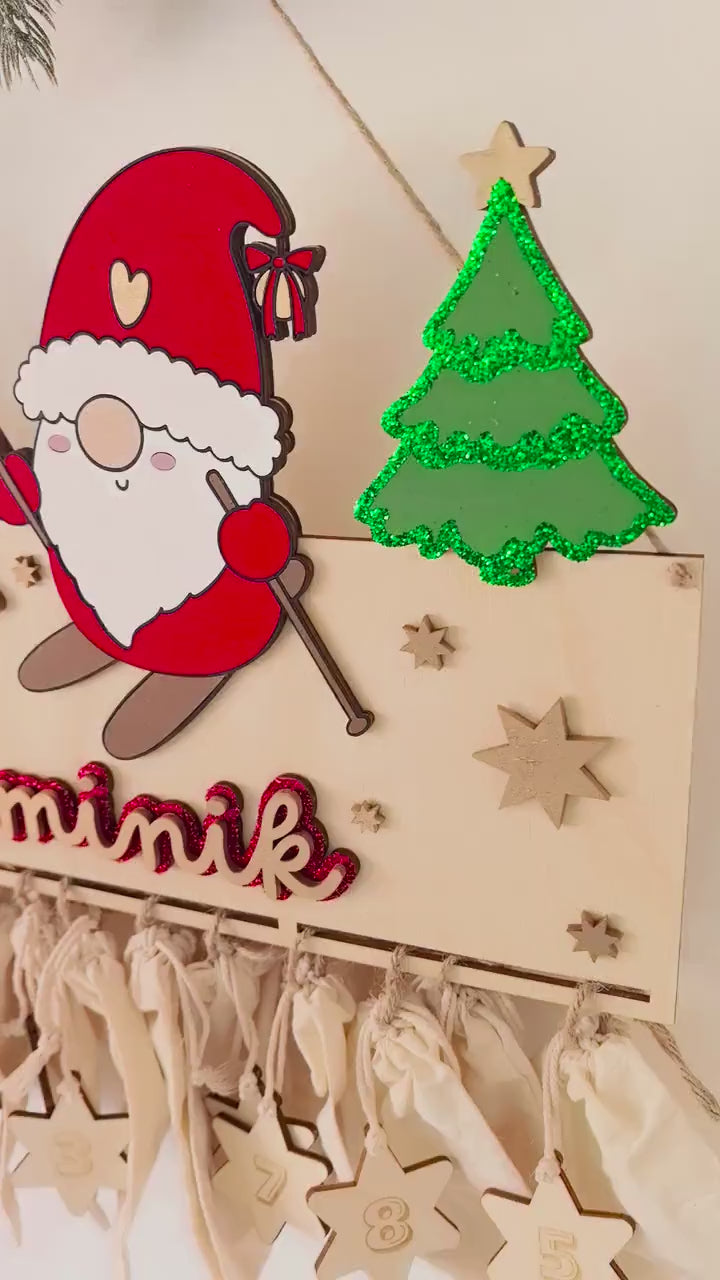 XXL Wichtel Adventskalender personalisiert mit Wunschtext und in Wunschfarben, Geschenkidee, Babys Weihnachten, Advent, Rentier, Santa