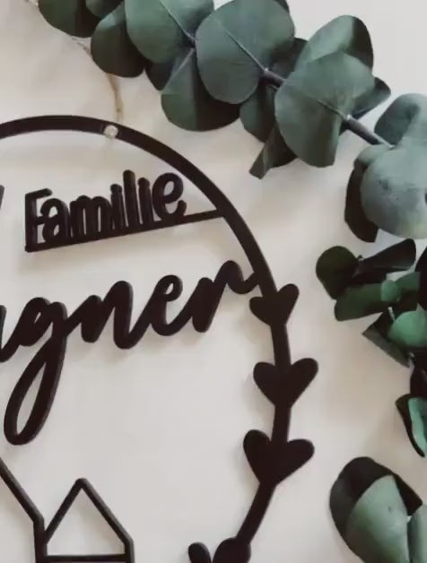 Hübscher Dekoring, Türkranz, Fensterdekoration, modern, schwarz, minimalistisch, Scandinavian Hygge, Deko loop, Dekoring, personalisiert