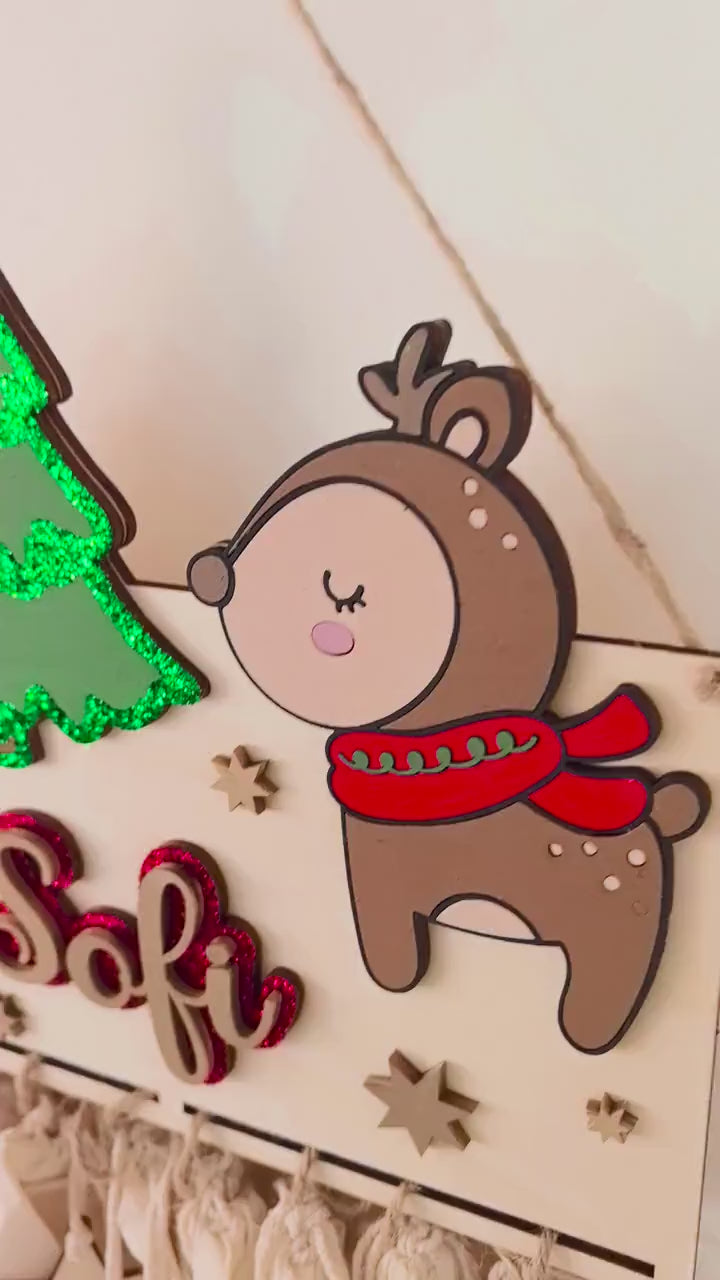 XXL Wichtel Adventskalender personalisiert mit Wunschtext und in Wunschfarben, Geschenkidee, Babys Weihnachten, Advent, Rentier, Santa