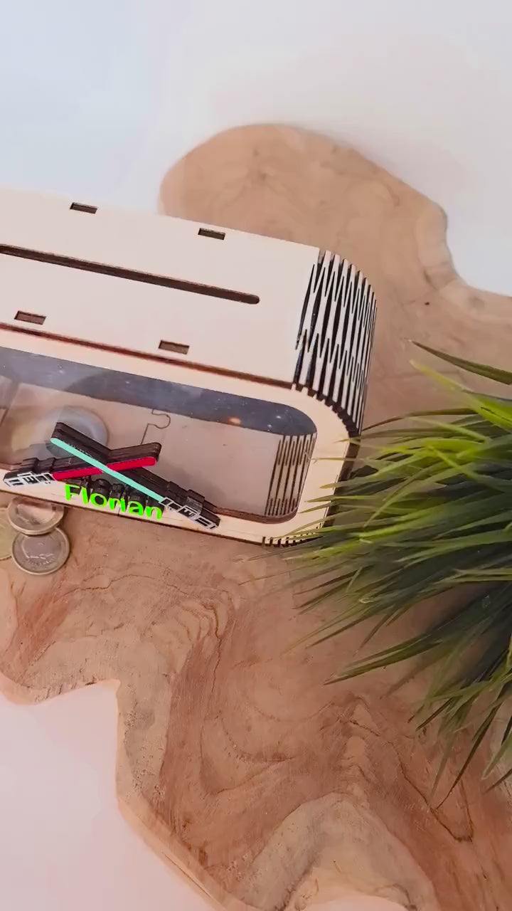 Lichtschwert Spardose personalisiert mit Namen in Wunschfarben, Sparbüchse, Sparschwein, Geldgeschenk, Geschenk Geburt, Taufe, Geburtstag